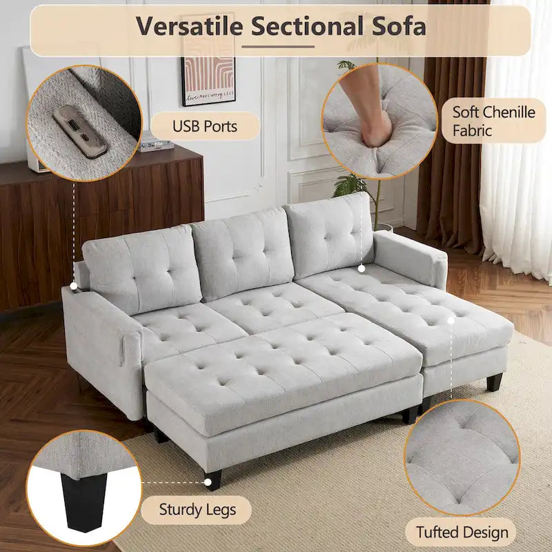 Sofá esquinero seccional en forma de L de 83.4 pulgadas Sofá cama