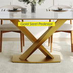 Mesa de comedor rectangular moderna con tablero de piedra sinterizada brillante, mesa de cocina blanca
