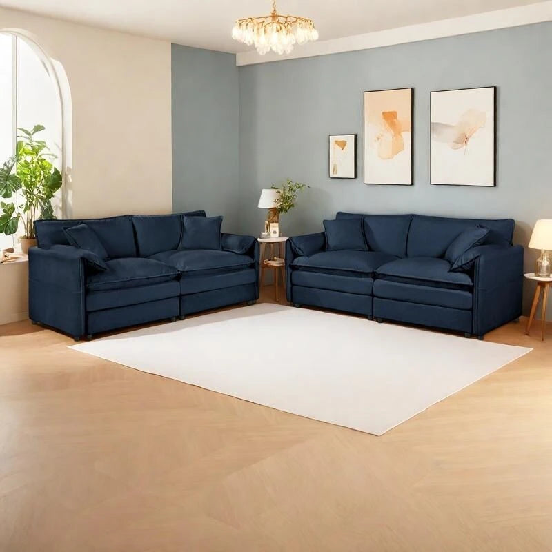 75.59 Sofá biplaza de chenilla nube con asiento profundo y 4 almohadas