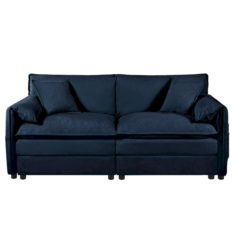 75.59 Sofá biplaza de chenilla nube con asiento profundo y 4 almohadas