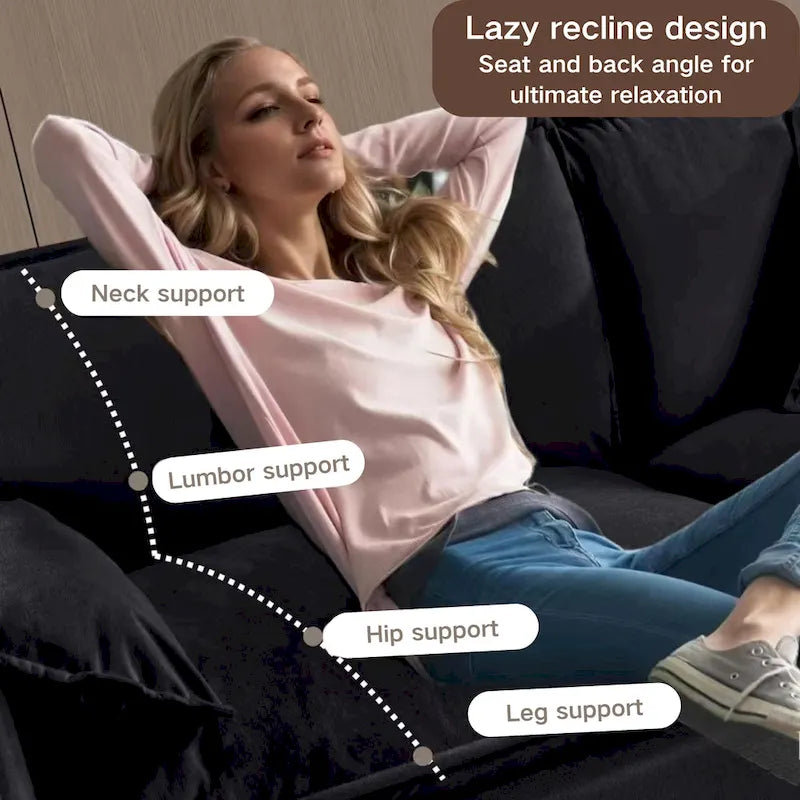 75.59 Sofá biplaza de chenilla nube con asiento profundo y 4 almohadas