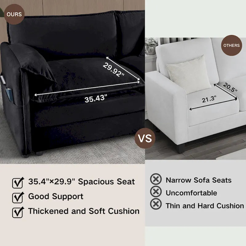 75.59 Sofá biplaza de chenilla nube con asiento profundo y 4 almohadas