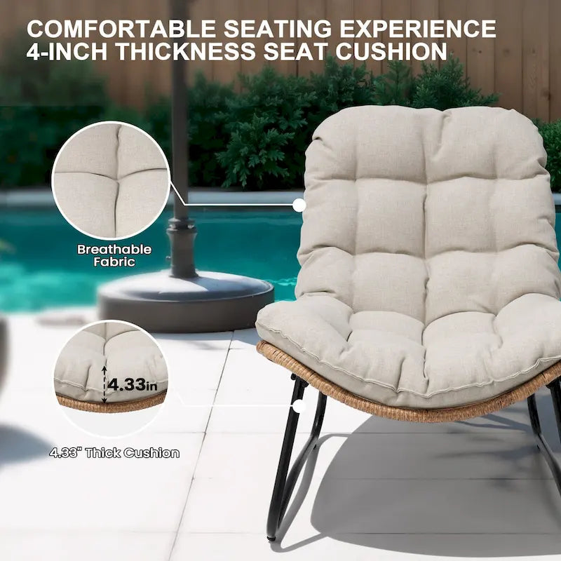 Sillones Papasan para Exterior con Cojín Acolchado Grueso de Ratán PE para Patio