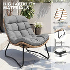 Sillones Papasan para Exterior con Cojín Acolchado Grueso de Ratán PE para Patio