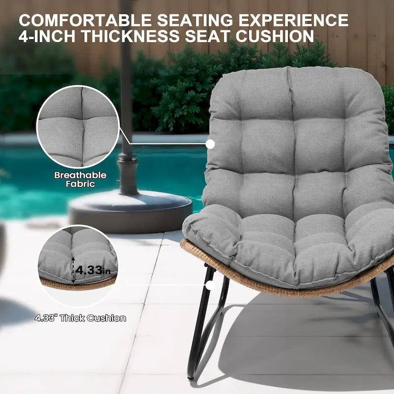 Sillones Papasan para Exterior con Cojín Acolchado Grueso de Ratán PE para Patio