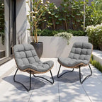 Sillones Papasan para Exterior con Cojín Acolchado Grueso de Ratán PE para Patio