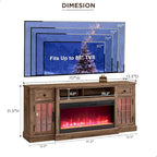Mueble para TV de 80 pulgadas estilo casa de campo con chimenea, centro de entretenimiento