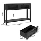 Mesa Consola Rústica con 2 Cajones de Cristal y Estante para Recibidor o Sala de Estar