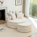 Sillón moderno redondo con barril y otomana - Sofá de terciopelo