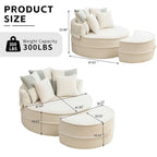 Sillón moderno redondo con barril y otomana - Sofá de terciopelo