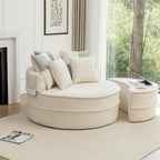 Sillón moderno redondo con barril y otomana - Sofá de terciopelo