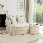 Sillón moderno redondo con barril y otomana - Sofá de terciopelo
