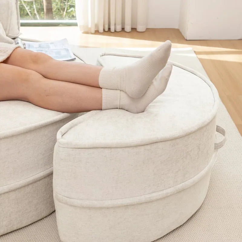 Sillón moderno redondo con barril y otomana - Sofá de terciopelo