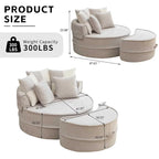 Sillón moderno redondo con barril y otomana - Sofá de terciopelo