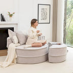 Sillón moderno redondo con barril y otomana - Sofá de terciopelo