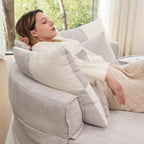 Sillón moderno redondo con barril y otomana - Sofá de terciopelo