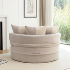 Sillón moderno redondo con barril y otomana - Sofá de terciopelo