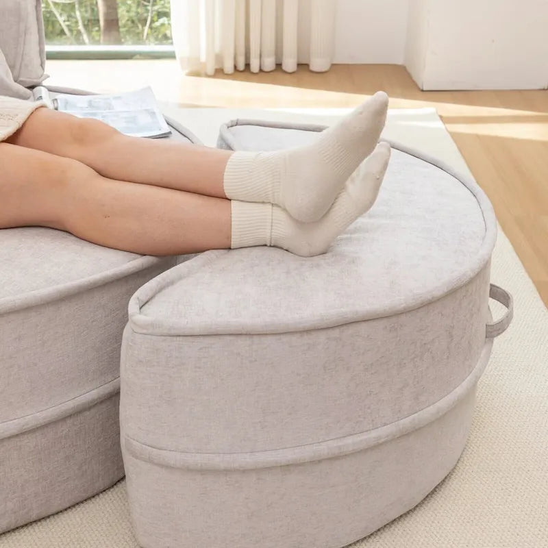 Sillón moderno redondo con barril y otomana - Sofá de terciopelo