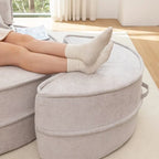 Sillón moderno redondo con barril y otomana - Sofá de terciopelo