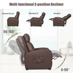 Sillón reclinable de masaje, sofá individual con asiento acolchado y reposapiés