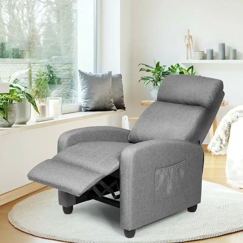 Sillón reclinable de masaje, sofá individual con asiento acolchado y reposapiés