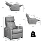 Sillón reclinable de masaje, sofá individual con asiento acolchado y reposapiés