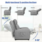 Sillón reclinable de masaje, sofá individual con asiento acolchado y reposapiés