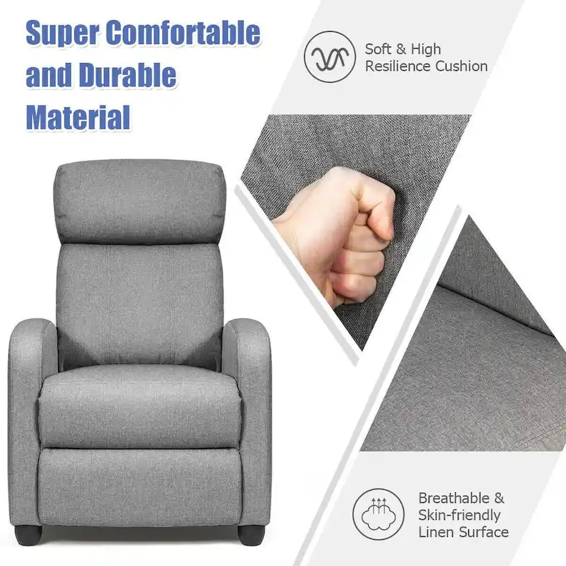 Sillón reclinable de masaje, sofá individual con asiento acolchado y reposapiés
