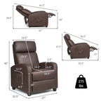 Sillón reclinable de masaje, sofá individual con asiento acolchado y reposapiés