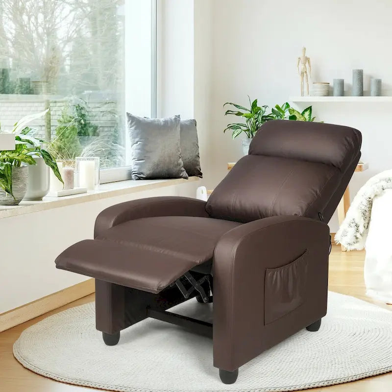 Sillón reclinable de masaje, sofá individual con asiento acolchado y reposapiés