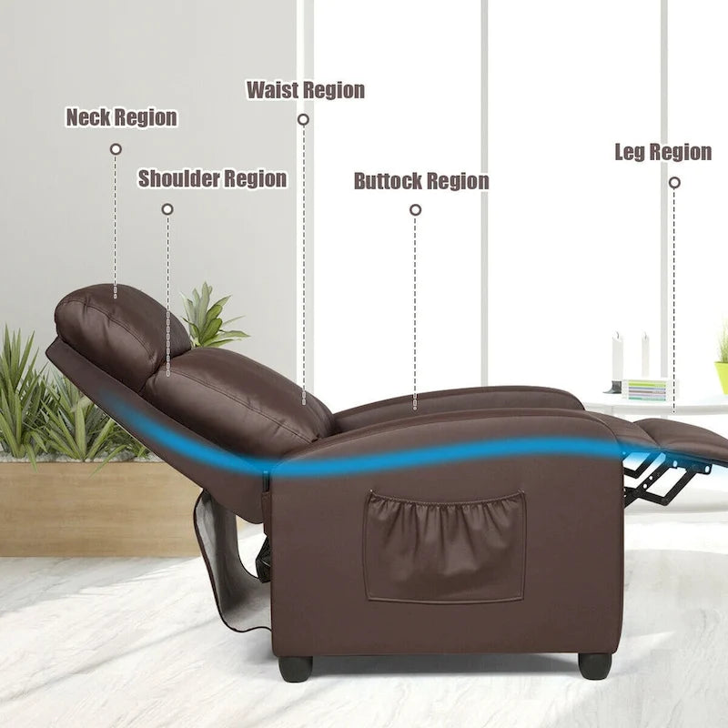 Sillón reclinable de masaje, sofá individual con asiento acolchado y reposapiés