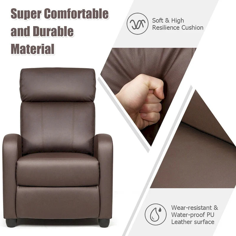 Sillón reclinable de masaje, sofá individual con asiento acolchado y reposapiés
