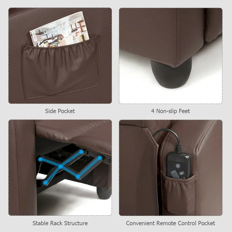 Sillón reclinable de masaje, sofá individual con asiento acolchado y reposapiés