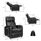 Sillón reclinable de masaje, sofá individual con asiento acolchado y reposapiés