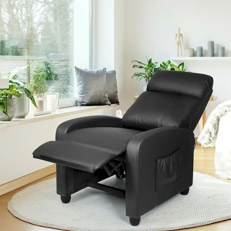 Sillón reclinable de masaje, sofá individual con asiento acolchado y reposapiés