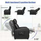 Sillón reclinable de masaje, sofá individual con asiento acolchado y reposapiés