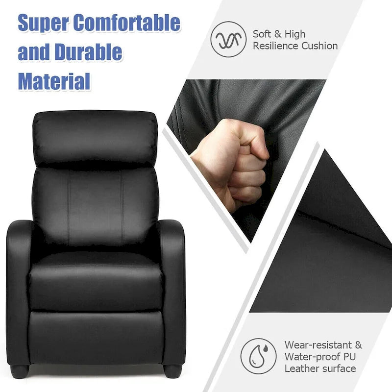 Sillón reclinable de masaje, sofá individual con asiento acolchado y reposapiés