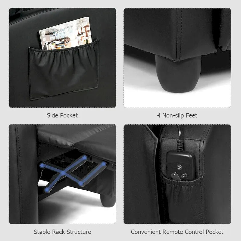 Sillón reclinable de masaje, sofá individual con asiento acolchado y reposapiés