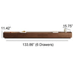 Muebles de TV modernos de mediados de siglo, 4-6 cajones, consola multimedia de madera maciza marrón