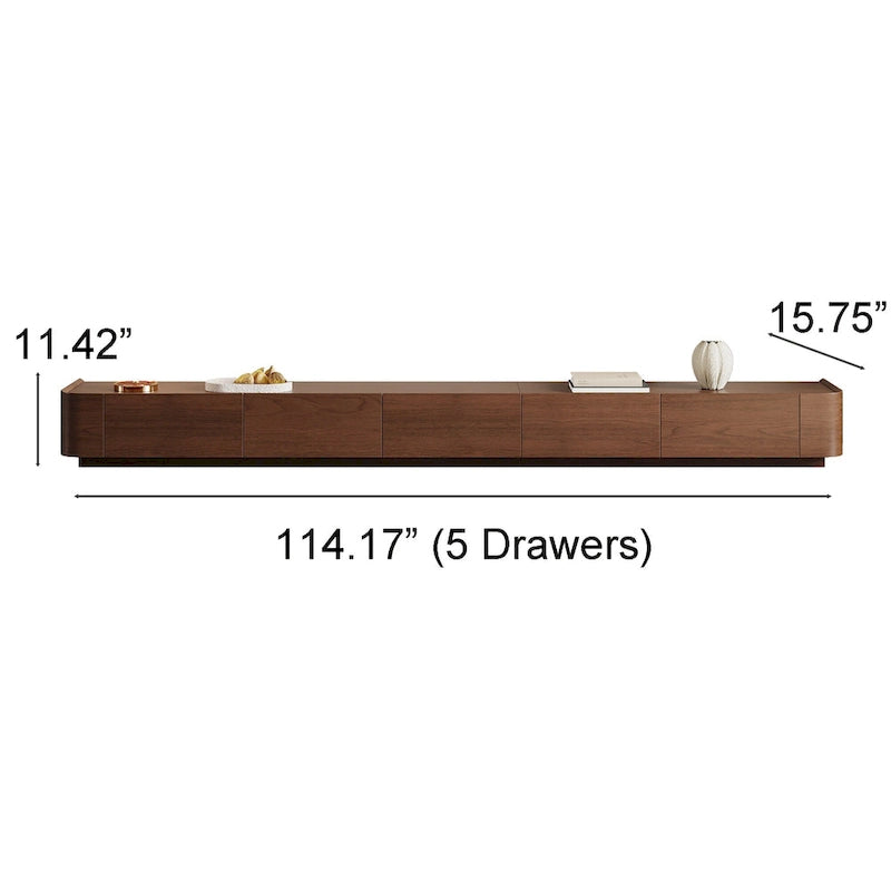 Muebles de TV modernos de mediados de siglo, 4-6 cajones, consola multimedia de madera maciza marrón