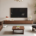Muebles de TV modernos de mediados de siglo, 4-6 cajones, consola multimedia de madera maciza marrón