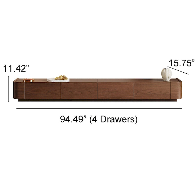 Muebles de TV modernos de mediados de siglo, 4-6 cajones, consola multimedia de madera maciza marrón