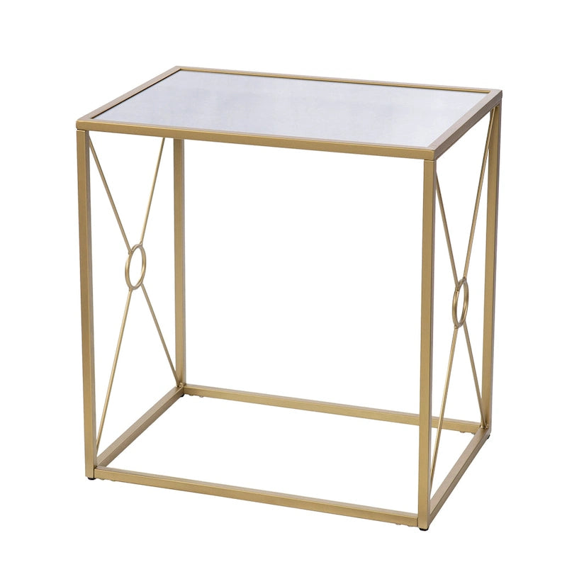Mesa auxiliar de metal dorado de estilo transicional