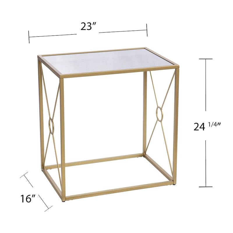 Mesa auxiliar de metal dorado de estilo transicional