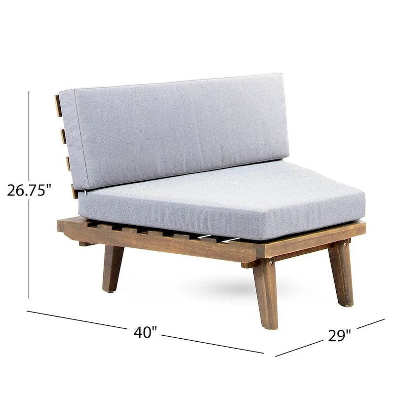 Sofá modular en forma de V de madera minimalista
