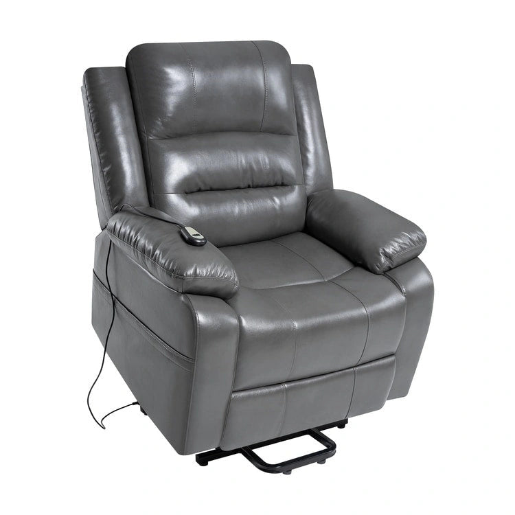 Sillón reclinable eléctrico de lujo con elevador asistido y respaldo dividido, para personas mayores, de piel sintética