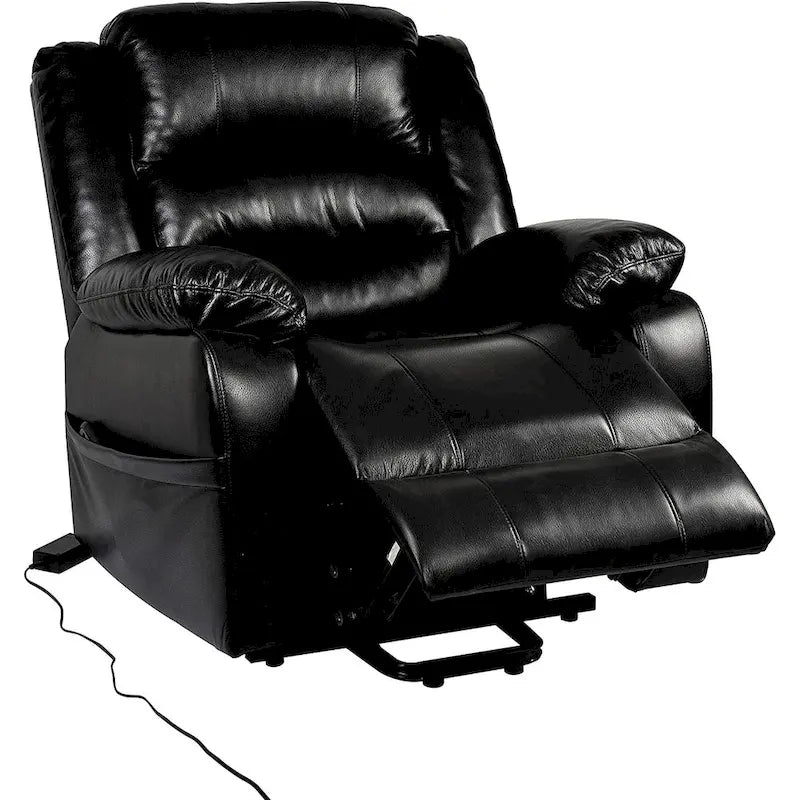 Sillón reclinable eléctrico de lujo con elevador asistido y respaldo dividido, para personas mayores, de piel sintética