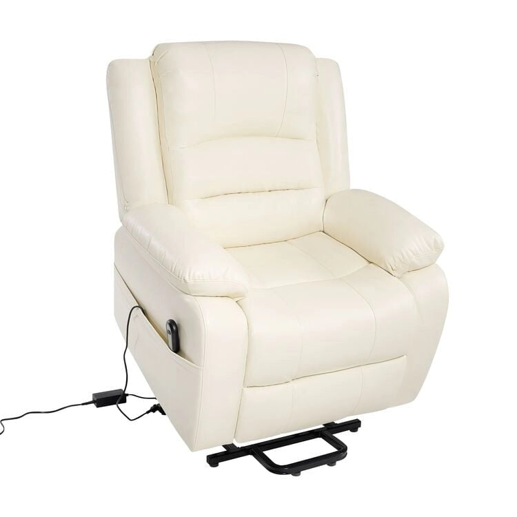 Sillón reclinable eléctrico de lujo con elevador asistido y respaldo dividido, para personas mayores, de piel sintética