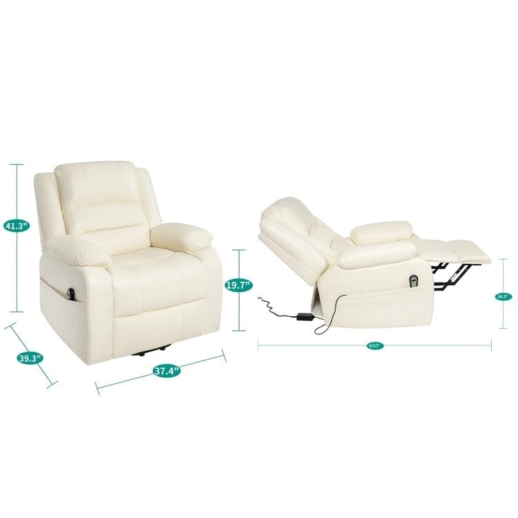 Sillón reclinable eléctrico de lujo con elevador asistido y respaldo dividido, para personas mayores, de piel sintética
