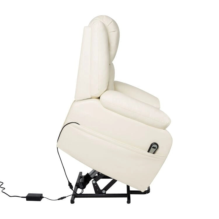 Sillón reclinable eléctrico de lujo con elevador asistido y respaldo dividido, para personas mayores, de piel sintética